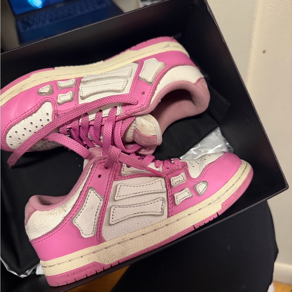 AMIRI Pink and White Low-Top Sneakers